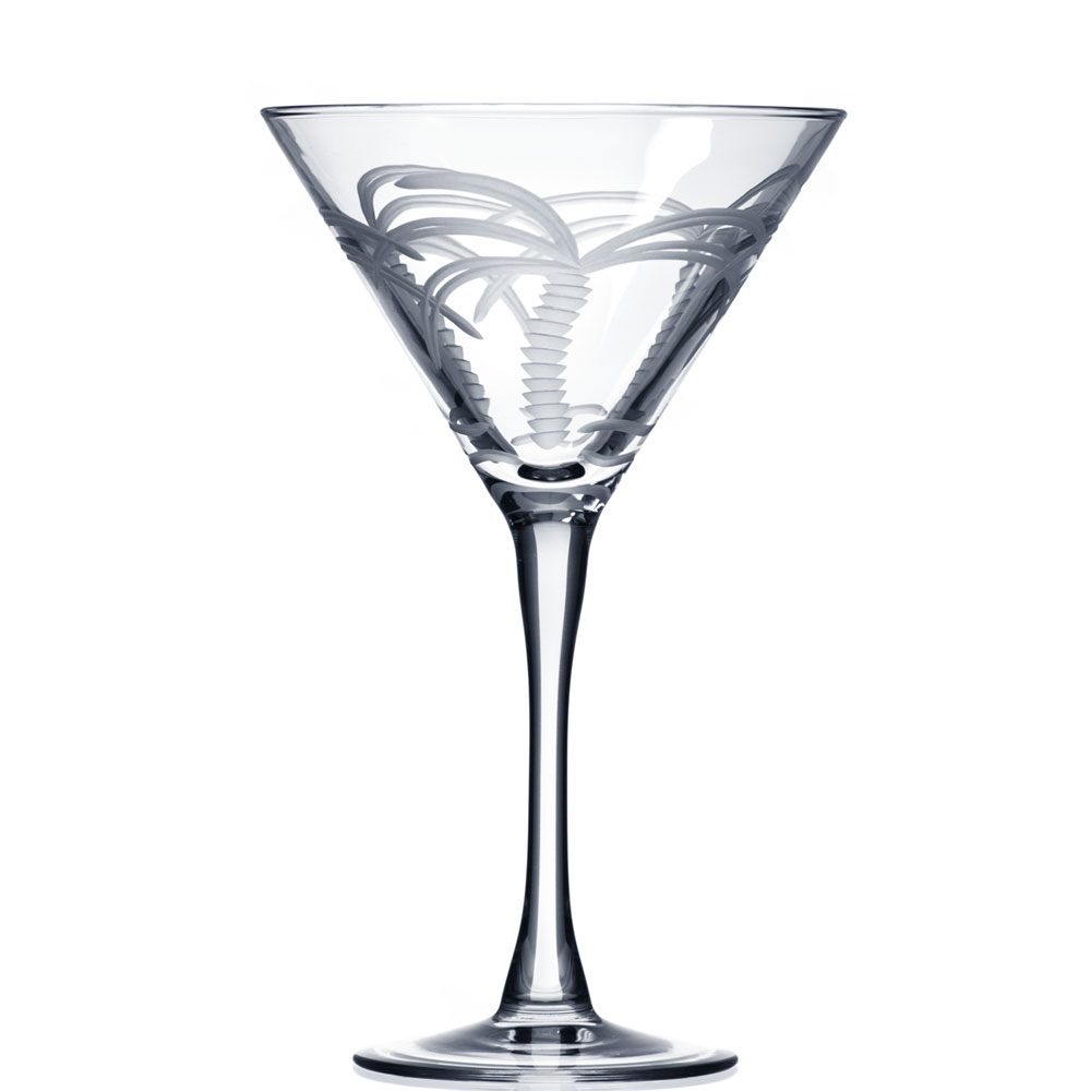 Rolf Glass Palm Tree 10 oz Martini Glass (Set of 4)