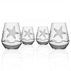 Starfish Etched Stemless Wine Glasses 18 oz. Made in the USA by Roth Glass