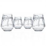 Palm Tree Stemless Wine Glasses 18 oz. Set of 4 by Rolf Glass (New design)