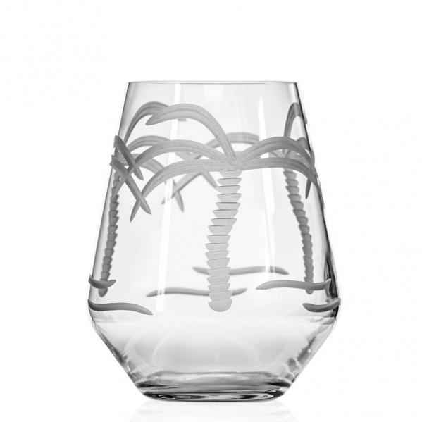 Palm Tree Stemless Wine Glasses 18 oz. Set of 4 by Rolf Glass (New design)