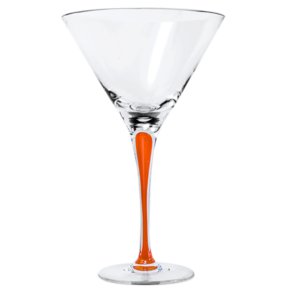 Orange Stem Crystal Martini Glasses 12 oz. (Set of 2)