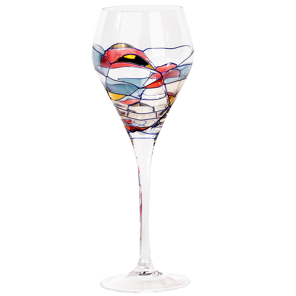 Romanian Stained Glass Wine Glasses And Barware Milano Collection