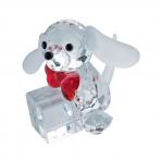 Preciosa Crystal Santa's Suprise Puppy with Christmas Gift