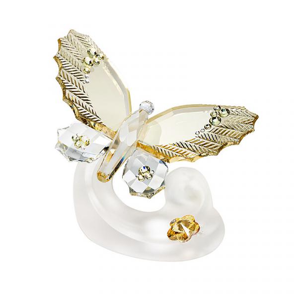Preciosa Crystal Light Amber Butterfly Figurine | AllThingsCrystal.com